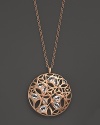 Clear rock crystal rests inside gleaming 18K rose gold on this modern Di MODOLO pendant necklace.