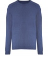 Bring refined style to any look with this luxe cashmere-blend sweater from Vince - Crew neck, long sleeves, slim fit, ribbed cuffs and hem - Wear with trousers, chinos, or straight leg jeans