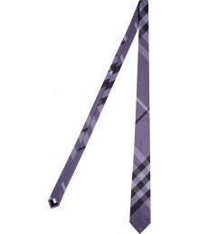 Finish sharply tailored looks on a timeless-classic note with Burberry Londons characteristic check tie, detailed in contemporary tonal wisteria for just the right mix of chic color - Allover check - Team with crisp white shirts and modern-cut suits
