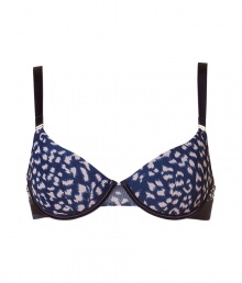 Elegant dark blue patterned bra in fine stretch synthetic - Demi cups work well even for small sizes - Lightly padded, makes for a nice push-up effect - Slim, length adjustable outer straps, great for almost all neckline types - Back hook closure - A minimum of spandex ensures a perfect fit - Sexy, stylish and seductive - Possible as a set Elegant dark blue patterned bra in fine stretch synthetic - Demi cups work well even for small sizes - Lightly padded, makes for a nice push-up effect - Slim, length adjustable outer straps, great for almost all neckline types - Back hook closure - A minimum of spandex ensures a perfect fit - Sexy, stylish and seductive - Possible as a set
