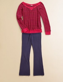 Textured in a waffle-knit pattern, this everyday must-have will keep her warm and cozy.Round neckline with V-insetLong sleevesRib-knit collar, cuffs and hem70% supima modal/30% polyesterMachine washImported Textured in a waffle-knit pattern, this everyday must-have will keep her warm and cozy.Round neckline with V-insetLong sleevesRib-knit collar, cuffs and hem70% supima modal/30% polyesterMachine washImported