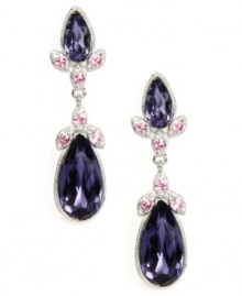 Sweet femininity. Adorn yourself with Givenchy's glamorously girly earrings in purple and light pink crystals. Set in silver tone mixed metal. Approximate drop: 2-1/2 inches.