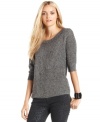 Do fall fashion right in this marled knit petite sweater from DKNY Jeans. Metallic accents give it a stylish boost!