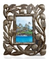 Carved with the bounty of Haiti's all-important breadfruit tree, this hand-cut and hammered picture frame tells a unique story in cleverly re-purposed steel.