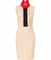 Be the life of the party in this ultra-chic ruffle front dress from London It designer Roksanda Ilincic - Colorblock ruffle stand collar, sleeveless, front ruffle with colorblock panel - Fitted silhouette with darts at waist, exposed back zip closure - Wear with sky-high platform pumps and a statement bag