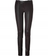 With a jeans-inspired silhouette, these ultra-luxe leather pants from J Brand will add an instant upgrade to your new-season look - Elasticized waistline, faux side and back slit pockets, zip fly, hidden hook and button closures, belt loops - Slim fit - Pair with an oversized blouse, a chunky knit cardigan, and ankle boots