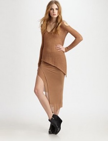 Luxe jersey knit, cut on the bias in an asymmetrically-layered silhouette.Elastic waistbandSide slitAsymmetrical hemAbout 34 longMicro-modalDry cleanImported Luxe jersey knit, cut on the bias in an asymmetrically-layered silhouette.Elastic waistbandSide slitAsymmetrical hemAbout 34 longMicro-modalDry cleanImported