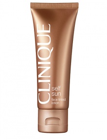 Tinted lotion gives you instant colour, golden tan develops in just a few hours. Looks smooth, even, natural. Self-tanning plus: No surprises, it shows where it goes. Oil free, non-acnegenic. Dermatologist tested. 1.7 oz. Tinted lotion gives you instant colour, golden tan develops in just a few hours. Looks smooth, even, natural. Self-tanning plus: No surprises, it shows where it goes. Oil free, non-acnegenic. Dermatologist tested. 1.7 oz.
