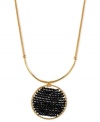 Center of attention. Kenneth Cole New York takes a circular path to style with this necklace. Crafted from gold-tone mixed metal, the pendant stands out with black cherry beads in the middle. Approximate length: 16 inches + 3-inch extender. Approximate drop: 2-1/4 inches.