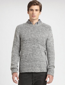 An incredible layering option, with delicate features, knitted in an extra fine merino wool blend for the maximum experience in comfort and versatility.CrewneckRibbed knot collar, cuffs and hem43% wool/39% polyester/11% alpaca/7% nylonDry cleanImported