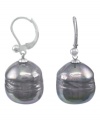 From the island of Mallorca, Spain, these drop earrings feature gray baroque organic man-made pearls (12 mm) set in sterling silver. Approximate drop: 1/2 inch.