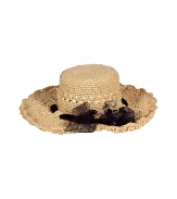 Super chic nature hat with black tulle bow Ermanno Scervino - Add heightened style to your resort look with this quirky-cool hat - Straw hat with black tulle bow detail, floppy look - Style with a bikini and tunic for day and a sundress and sandals for early evening cocktails