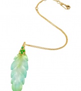 Inspired by artist Georgia OKeeffe, this feather-shaped Lucite necklace from modern jewelry master Alexis Bittar add inspired elegance to any look - Multicolored Lucite feather pendant with gold-tone and stone detail on an adjustable chain - Pair with a boho-inspired blouse, flared jeans, and platform heels