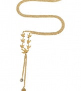 With whimsical bird charms, this chic lariat necklace from Marc by Marc Jacobs will bring a stylish accent to any look - Gold-tone bird charms and dual chain detail with logo charm and crystal, gold-tone filigree chain - Wear with a casual-cool look or with a mini-dress for early evening cocktails