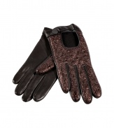 Bring subtle sparkle to your new season style with these metallic driving gloves from Rag & Bone- Leather gloves with metallic leather detail and snap closure at wrist - A must-have for your cold-weather look