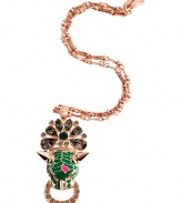 With a bold look and colorful panther pendant, Mawis crystal embellished necklace lends a polish of hard-edge elegance to every outfit - Textured chain, green and pink detailed panther pendant, rose gold-plated brass - Wear with everything from jeans and tees to cocktail frocks and heels