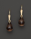 Faceted smoky quartz briolettes, set in 14K yellow gold.