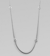 From the Chain Collection. Sterling silver logo stations along a mini box chain.Sterling silver Length, about 46 Lobster clasp closure Imported 