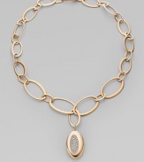 From the Capri Plus Collection. The dazzle of diamonds in a shapely pendant joins the warm glow of 18k rose gold in this elegant oval link design.Diamonds, .75 tcw 18k rose gold Length, about 16 Pendant length, about 1 Lobster clasp Made in Italy
