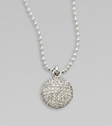 Add a little sparkle with this brilliant pavé rhinestone pendant on a long, ball link chain. RhinestonesSilvertone brassLength, about 32Pendant size, about ½ Toggle closureImported 