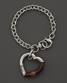 Sterling silver and bamboo heart charm bracelet by Gucci.