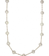 Luxurious and polished with heirloom appeal, EFFY Collection's delicate strand necklace features 21 stations of cultured freshwater pearls (5-1/2-6 mm) strung from a 14k gold chain. Approximate length: 18 inches.