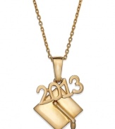 The next level awaits. Giani Bernini's necklace and class of '13 graduation cap pendant are set in 24k gold over sterling silver, symbolizing a bright future. Approximate length: 18 inches. Approximate drop: 1 inch.