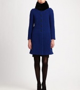 Textural bouclé wool, in a ladylike style with a plush, detachable rabbit fur collar.Detachable rabbit fur collarJewel necklineBracelet sleevesButton frontBanded waistWelt pocketsFully linedAbout 36 from shoulder to hem87% wool/13% polyamideDry cleanMade in Italy of imported fabricFur origin: ChinaModel shown is 5'10½ (177cm) wearing US size 4. 