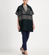 Wonderfully warm felted wool in a bold, graphic pattern defines this oversized design.Stand collarV necklineButton front with tab detailShort cape sleevesAbout 33 from shoulder to hemWoolDry cleanMade in Italy of imported fabricModel shown is 5'9 (175cm) wearing US size 4. 