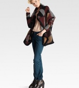 Strategically placed overlays and a graphically charged pattern define this textured, wool-rich jacket. Front snap closuresLong sleevesFully linedAbout 29 from shoulder to hem73% wool/27% polyesterDry cleanImported of Italian fabricModel shown is 5'9½ (176cm) wearing US size 2.