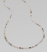 Beautiful sapphires in a multitude of colors set in radiant, hand engraved, 18k gold on a delicate link chain. Multi-color sapphires18k goldLength, about 36Lobster clasp closureMade in Italy