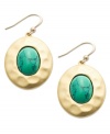 A touch of the tropics. Style&co.'s bright and vivid oval-shaped earrings incorporate trendy turquoise-colored plastic beads in a gold-plated mixed metal setting. Approximate drop: 2 inches.