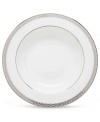 Inspired by the trim on an elegant couture gown, this graceful dinnerware and dishes collection from Lenox features an intricate platinum border that combines harmoniously with white bone china for unparalleled style. Qualifies for Rebate