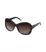 Take this seasons penchant for everything printed to your eyewear collection with Dolce & Gabbanas leopard and lace print gradient sunglasses - Tonal taupe leopard print frames with cream trim, gradient brown lenses, tonal grey lace print handles, gold-toned metal logo at temples - Lens filter category 3 - Comes with a logo detailed hard carrying case and drawstring pouch