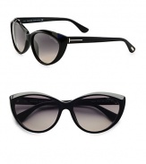 A retro-inspired look in lightweight acetate. Available in shiny black with anti-reflective grey gradient lens, shiny dark havana with dark wine gradient lens or shiny ivory with brown gradient lens. Logo temples100% UV protectionMade in Italy 