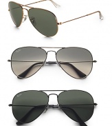 The original favorites with metal frame. Available in gold with green lens, silver with smoke lens or black with dark green lens. UV400 lens 100% UV protective Made in Italy 