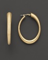 Oval hoops in matte 14K yellow gold with a satin finish.