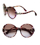 From the Signature Cable Collection. These over-sized, round frames are accented with logo and cable metal end pieces. Available in tortoise lavender with brown-tan gradient lens. Cable and logo accented temples100% UV protectionImported
