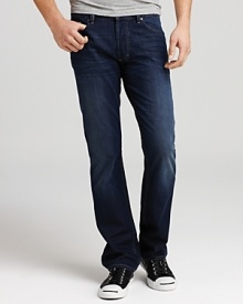 Washed in a deep, rich hue but faded on the front for a cool contrast and authentic appeal, these jeans feature a classic fit for all your days of R & R--rest and relaxation or rock'n'roll, it's your call. Washed in a deep, rich hue but faded on the front for a cool contrast and authentic appeal, these jeans feature a classic fit for all your days of R & R--rest and relaxation or rock'n'roll, it's your call.
