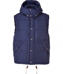 The perfectly sporty finish to your look, Ralph Laurens versatile down vest is a classic essential guaranteed to take you through the season in timeless style - Drawstring hood with snap closures, elasticized armholes, hidden two-way front zip, snap panel, snapped slit pockets, drawstring hemline - Classic straight fit - For a rugged finish, team with bright knits and favorite slim-cut jeans