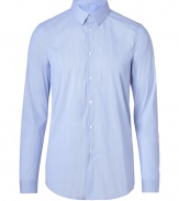 Finish off your workweek staples with this stylish stretch cotton button-down from Jil Sander - Spread collar, front button placket, long sleeves, buttoned cuffs, shirttail hemline - Slim fit - Pair with jeans, trousers, chinos, or cords