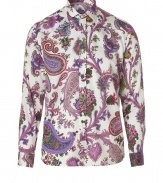 Playful and chic with its bright paisley print, Etros cotton button-down lends an iconic, fun edge to any outfit - Cutaway collar, long sleeves, buttoned cuffs, button-down front, shirttail hemline - Modern slim fit - Wear with tailored trousers and classic leather lace-ups