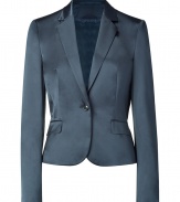 Sophisticated classic grey jacket from Hugo by Hugo Boss - Update your work wardrobe with this chic yet modern blazer - Lovely grey-blue stretch cotton in a fitted cut - Wear with slim trousers, a feminine blouse, and platforms for a glam work look - Try with a pencil skirt, stockings, and heels
