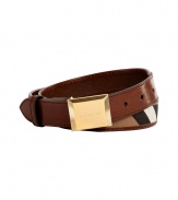 Pull together casual and tailored looks alike with Burberry Londons iconic house check belt - House check cotton belt with leather trim, polished metal buckle with engraved logo - Team with cashmere pullovers and your favorite pair of jeans