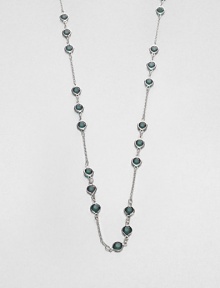 From the Black Tie Optional Collection. A long-enough-to-double chain is dotted with trios of faceted green stones in this graceful variation on a classic design.Glass and plasticSilvertoneLength, about 48Lobster claspImported From the Black Tie Optional Collection. A long-enough-to-double chain is dotted with trios of faceted green stones in this graceful variation on a classic design.Glass and plasticSilvertoneLength, about 48Lobster claspImported