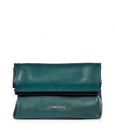 Subtle, extraordinary clutch from Jil Sander - Created of soft calf leather in a stylish, structured bulbous shape - Perfect size with enough room to hold the essentials, and an interior pocket, too - Magnetic snap closure - Rich color livens up any outfit from classy to casual