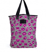 Work a fun print into busy days with Marc by Marc Jacobs stripey lip print shopper - Double top handles, logo plaque, inside back wall slot pocket with Velcro closure - Perfect for running errands or giving as a holiday gift
