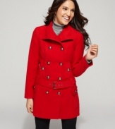 AGB's double-breasted coat features a classic, vintage-inspired cut with metal buttons for a look that's totally right now!