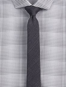 Textured, check-print pattern defines a handsomely woven tie made from Italian silk.About 2 wide60% wool/40% silkDry cleanMade in Italy Textured, check-print pattern defines a handsomely woven tie made from Italian silk.About 2 wide60% wool/40% silkDry cleanMade in Italy
