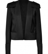 Invest in signature Balmain style with this exquisitely crafted open wool jacket, tailored to perfection with an immaculate, contemporary cropped cut - Shawl collar, open front, long sleeves, snapped cuffs, structured shoulders, sailor-style back flap - Cropped, tailored fit - Team with everything from knits and edgy leather leggings to tailored dresses and slick ankle boots